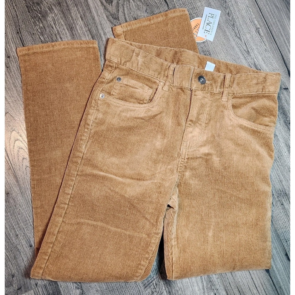 NWT! Childrens Place Corduroy Pants Youth Size 10 Brown Adjustable Waist Carmel